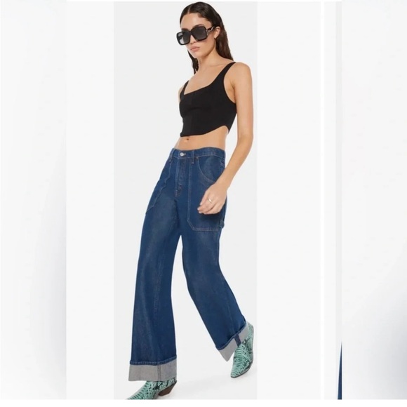 NWT MOTHER The Smoothie Carpenter Sneak Wide Leg Jeans (Clean Your Plate… - Picture 1 of 7